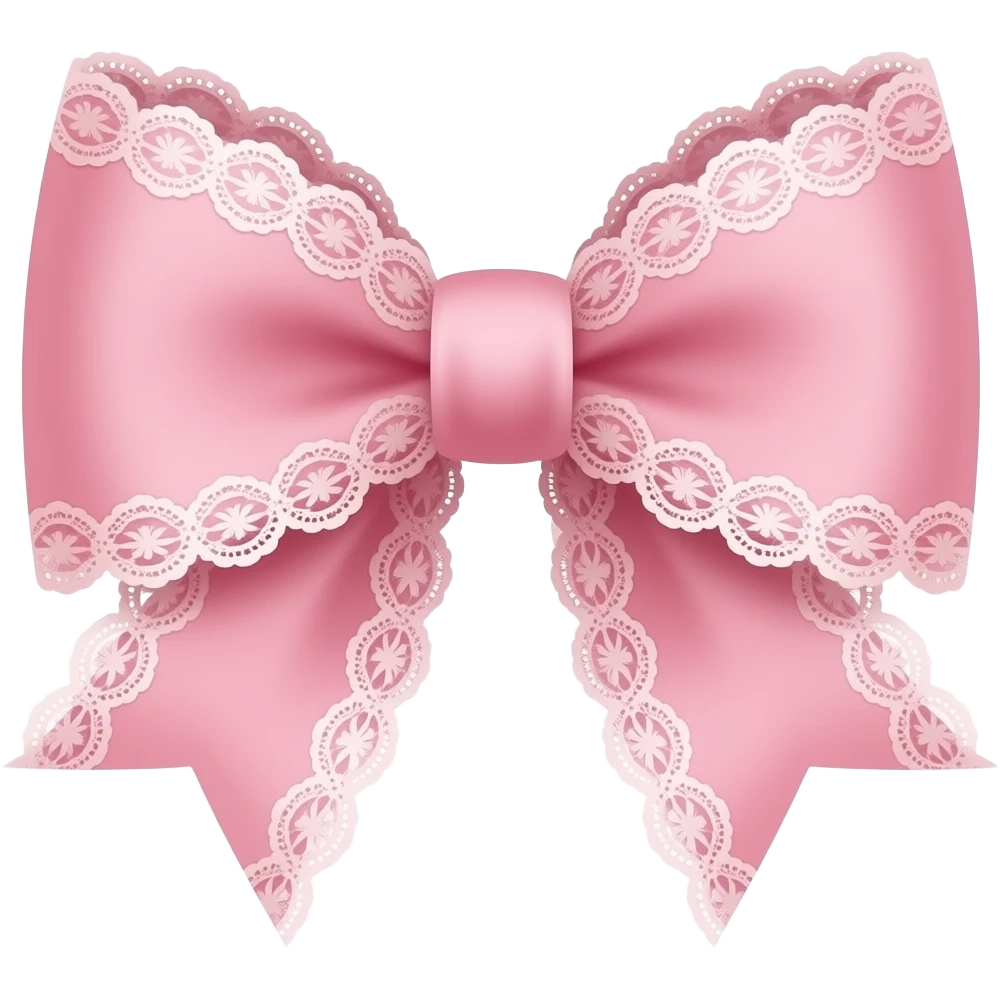 Lazo rosado pastel con encaje, estilo vintage. emoji