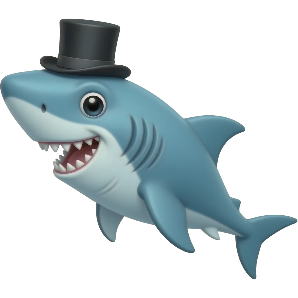 Shark with a top hat emoji
