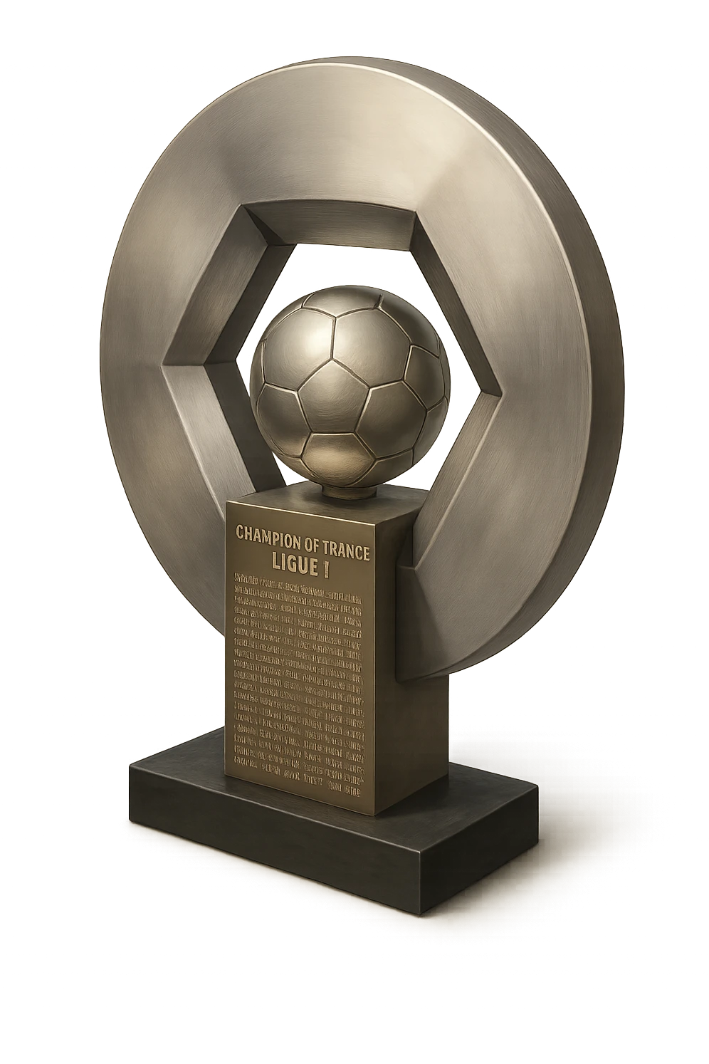 Фотореалистичный и изометричный Кубок французской Ligue 1, объемный слегка рисованный стиль, прозрачный фон emoji
