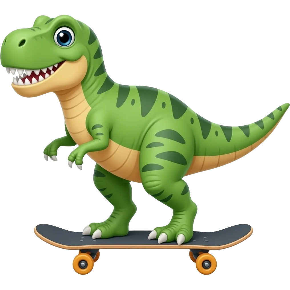 Dinosaur on a skateboard emoji
