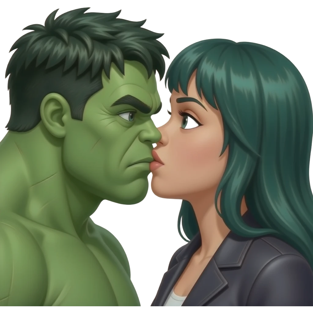 hulk  and hulk woman yong    kiss kiss creepy emoji