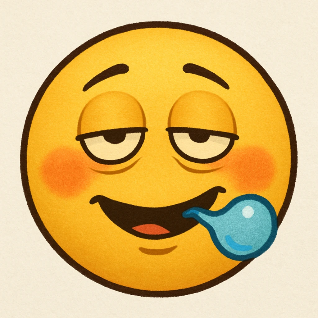 yellow face with flushed cheeks and hiccup bubble, drunk expression emoji