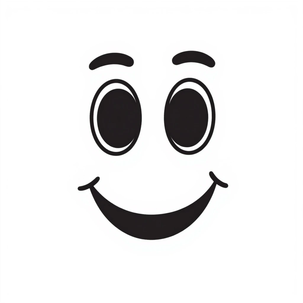 a smiling face emoji in a hand-drawn 2D doodle style, quirky and fun emoji