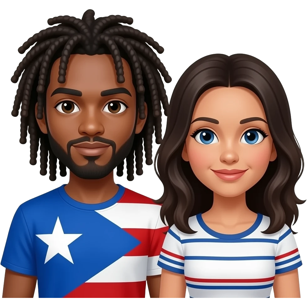 Black man with long dread locs and Puerto Rican women emoji