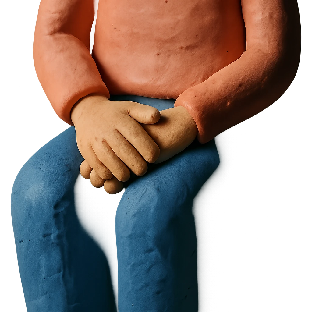 claymation style human lap emoji