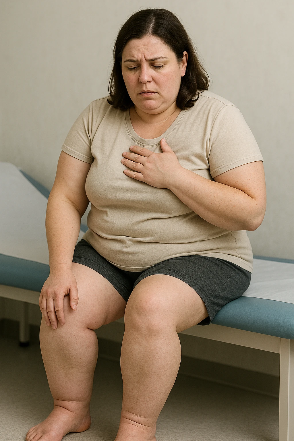 Donna con problemi cardiovascolari e linfatici a causa della sua PCOS, immagine realistica emoji