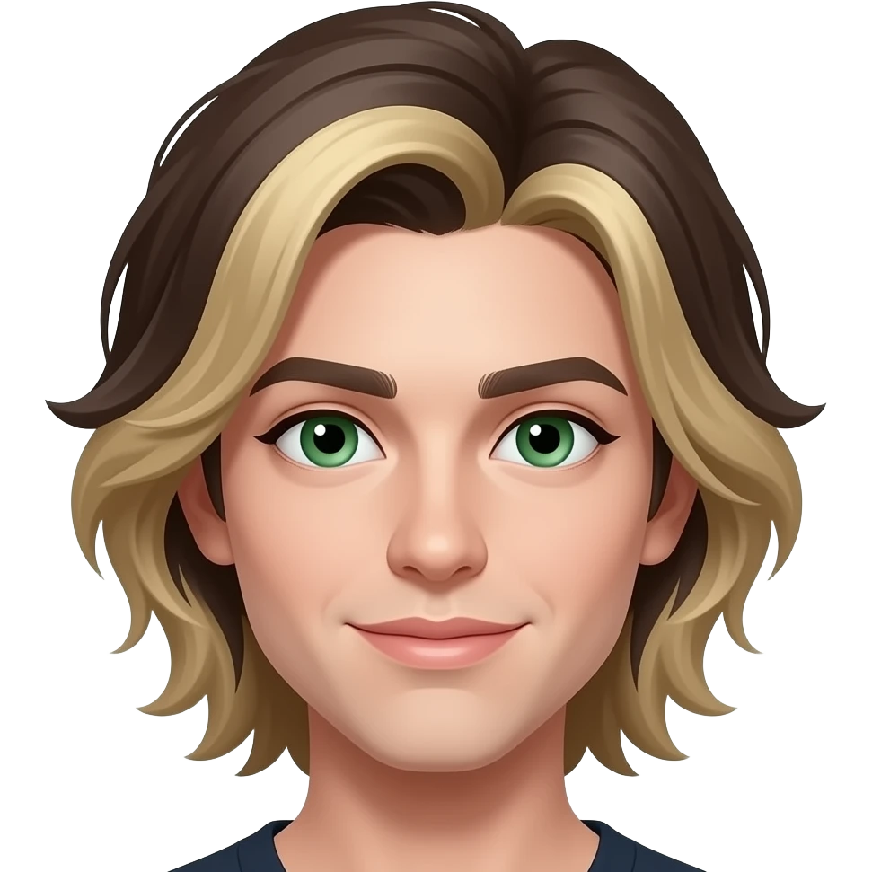 daark roots with blonde highlights and green eyes emoji