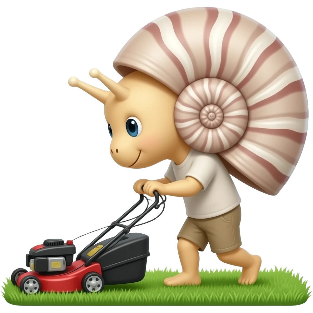 ammonite mowing the lawn with a lawn mower emoji