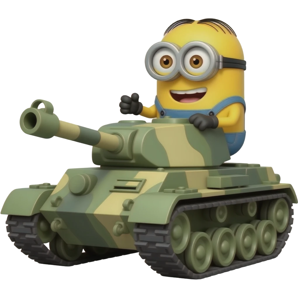 minion driving a tank emoji