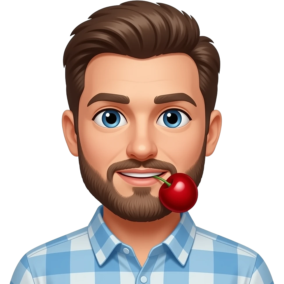 Man sucking on a cherry emoji