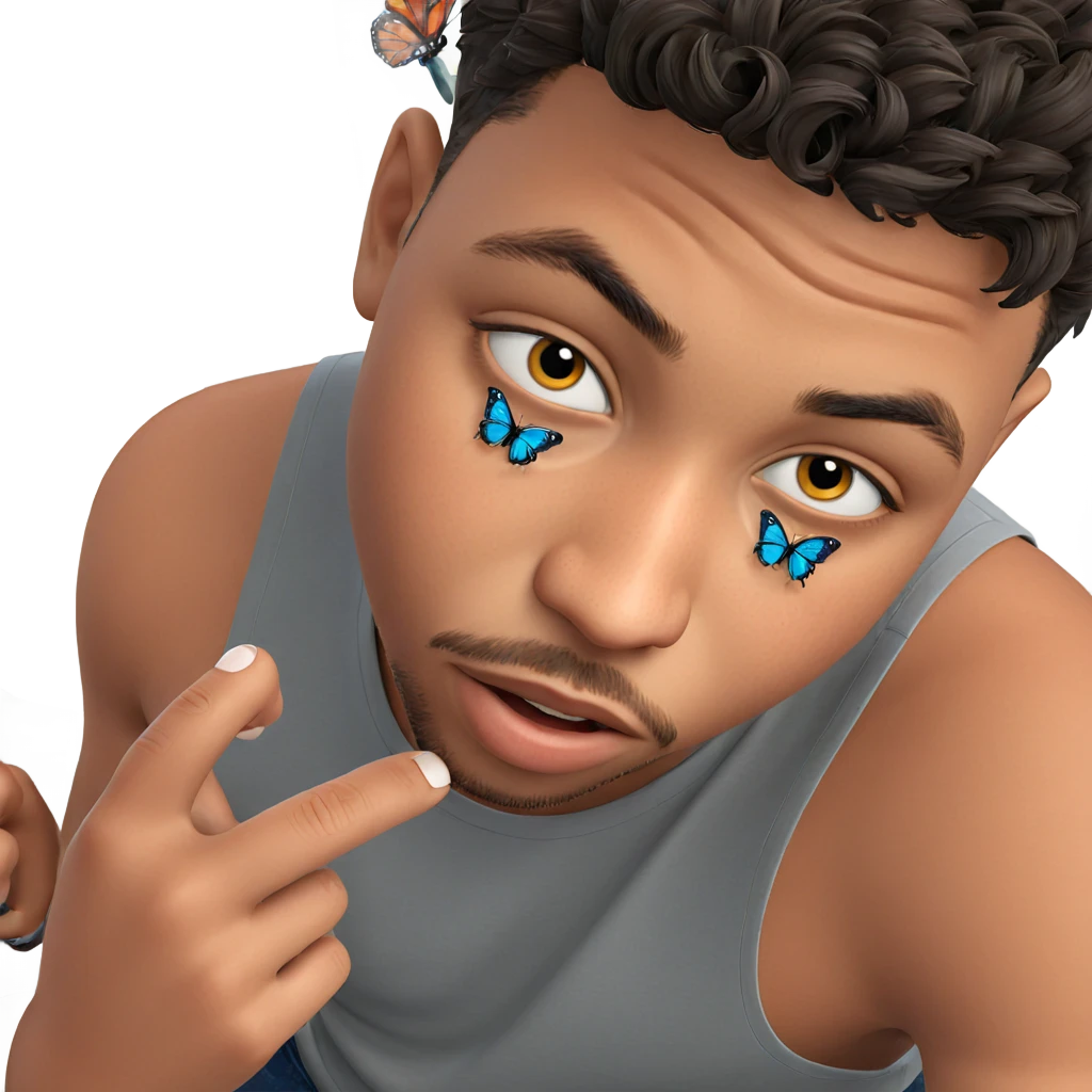 boy with butterfly and bug emoji