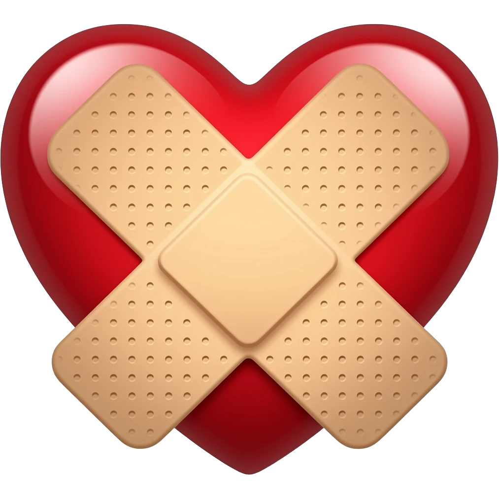 red heart shaped band aid emoji