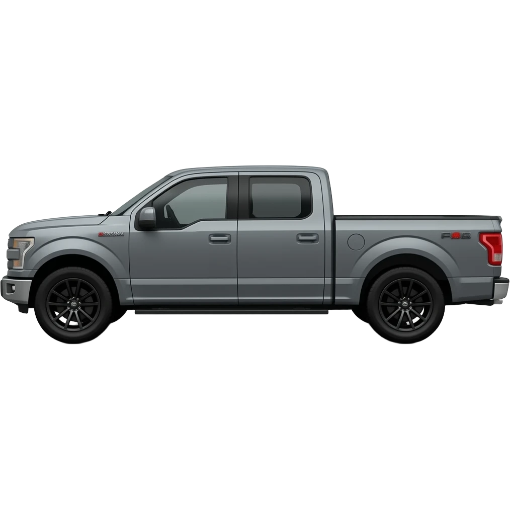 Gray ford f150 with black wheels  in side view emoji