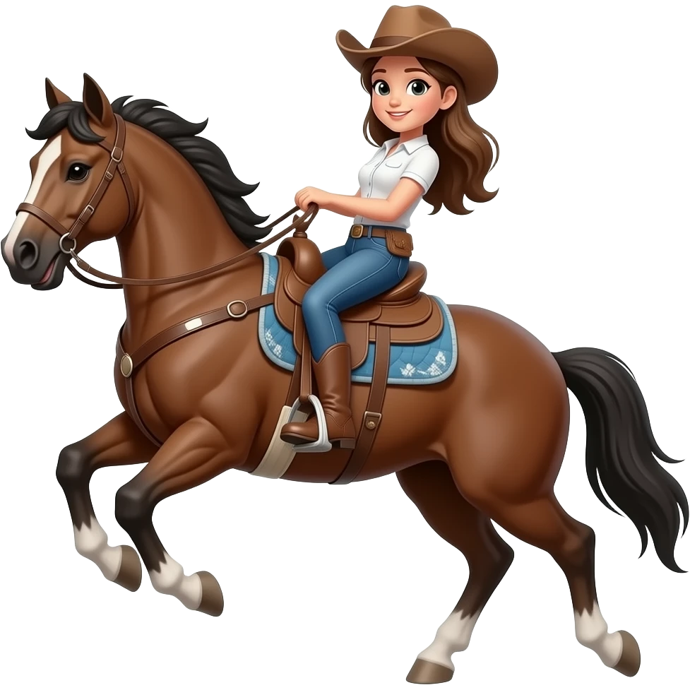 cowgirl on bucking horse emoji