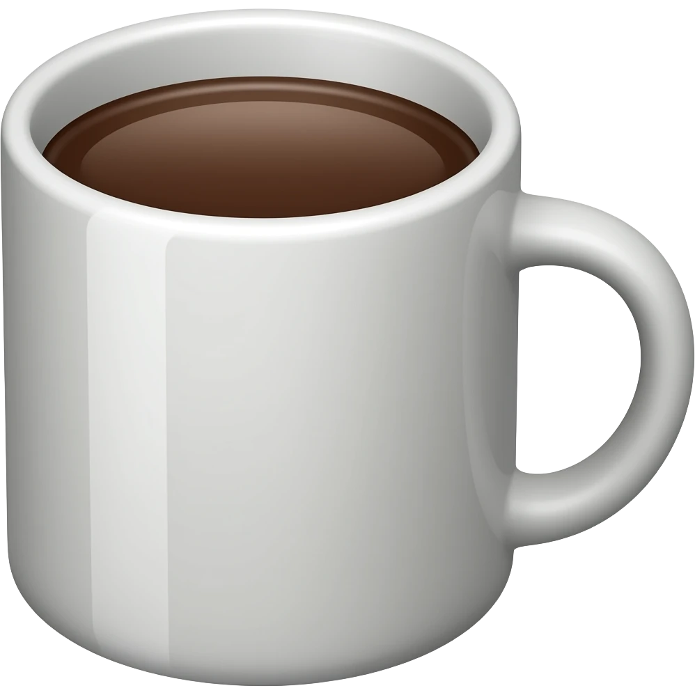 Transform the provided hot chocolate mug photo into a single emoji icon. The output mst follow Apple iOS food emoji style: simplified rounded geometry, clean edges, bright but natural colors, and a smooth glossy 3D finish. emoji