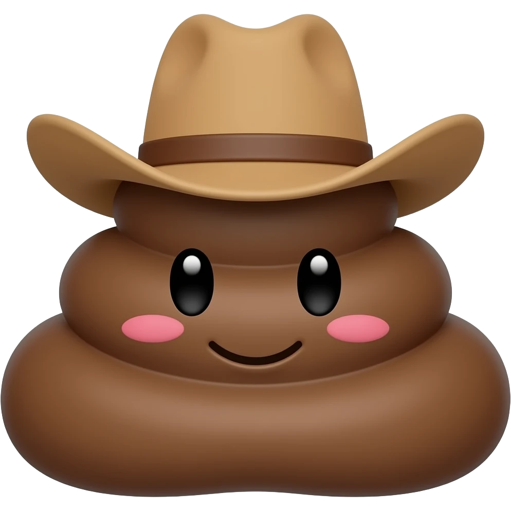 Cute 💩 with cowboy hat  on Sideways emoji