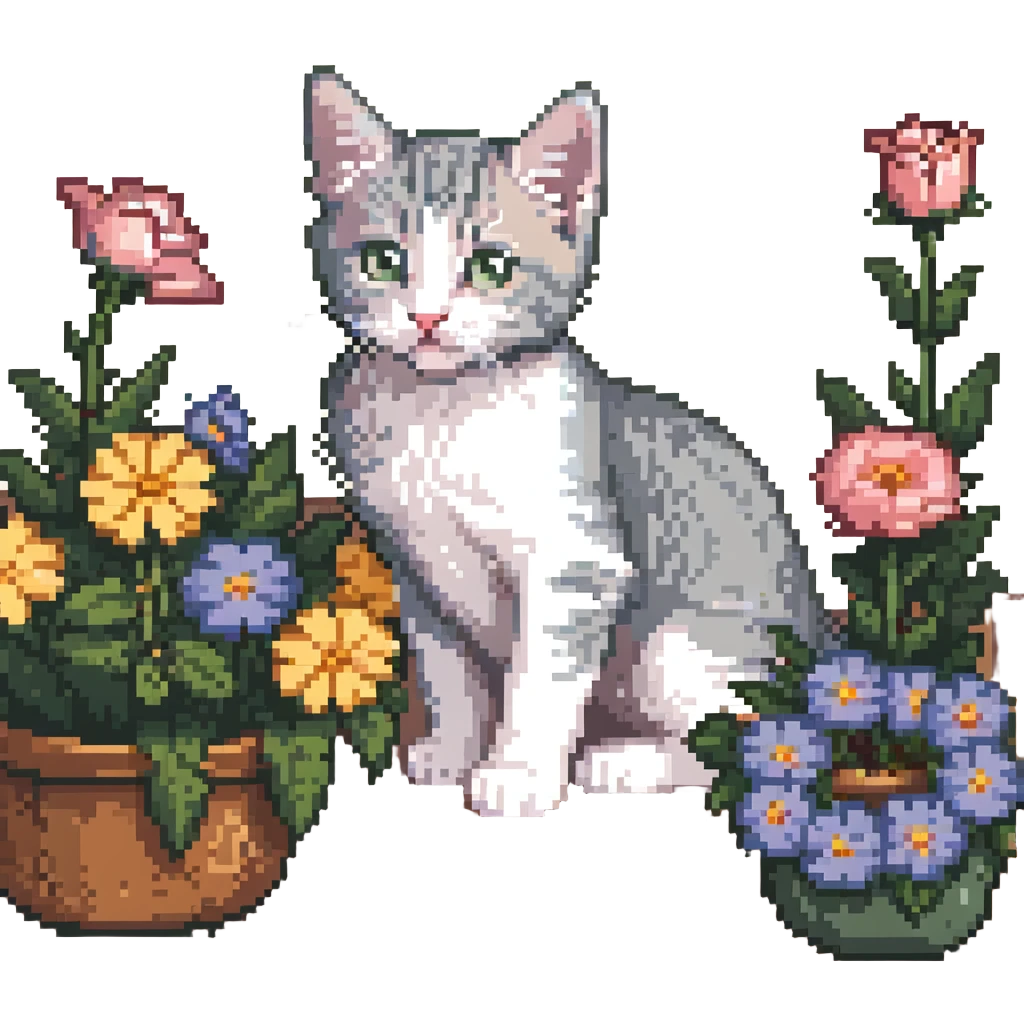 Kitten smells flowers emoji