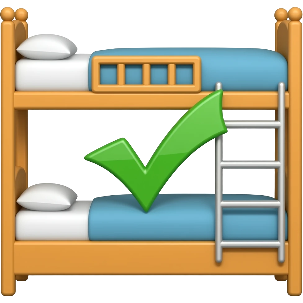 Bunkbed checkmark over bottom bunk emoji