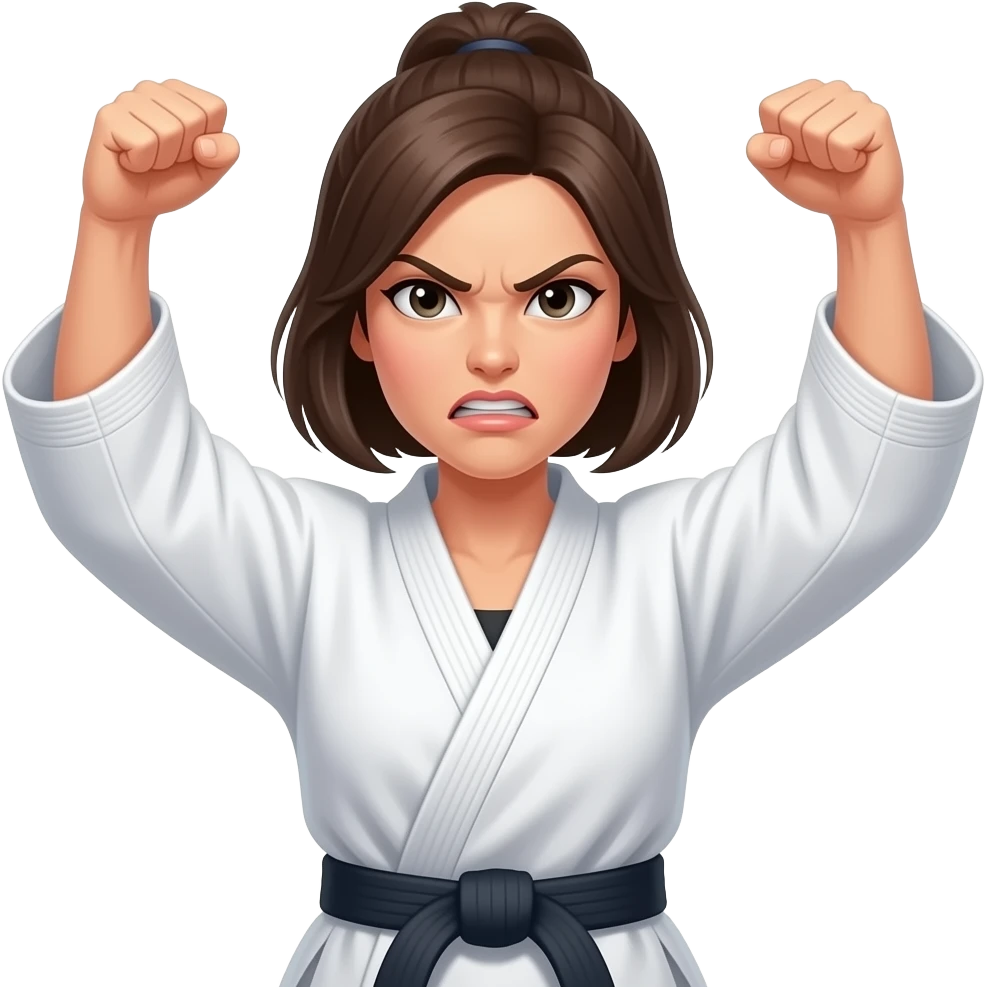 angry karate women arms up front facing mid size emoji