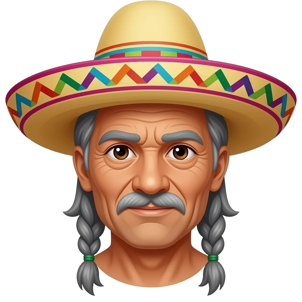 Really old man wearing colorful sombero. No facial hair emoji