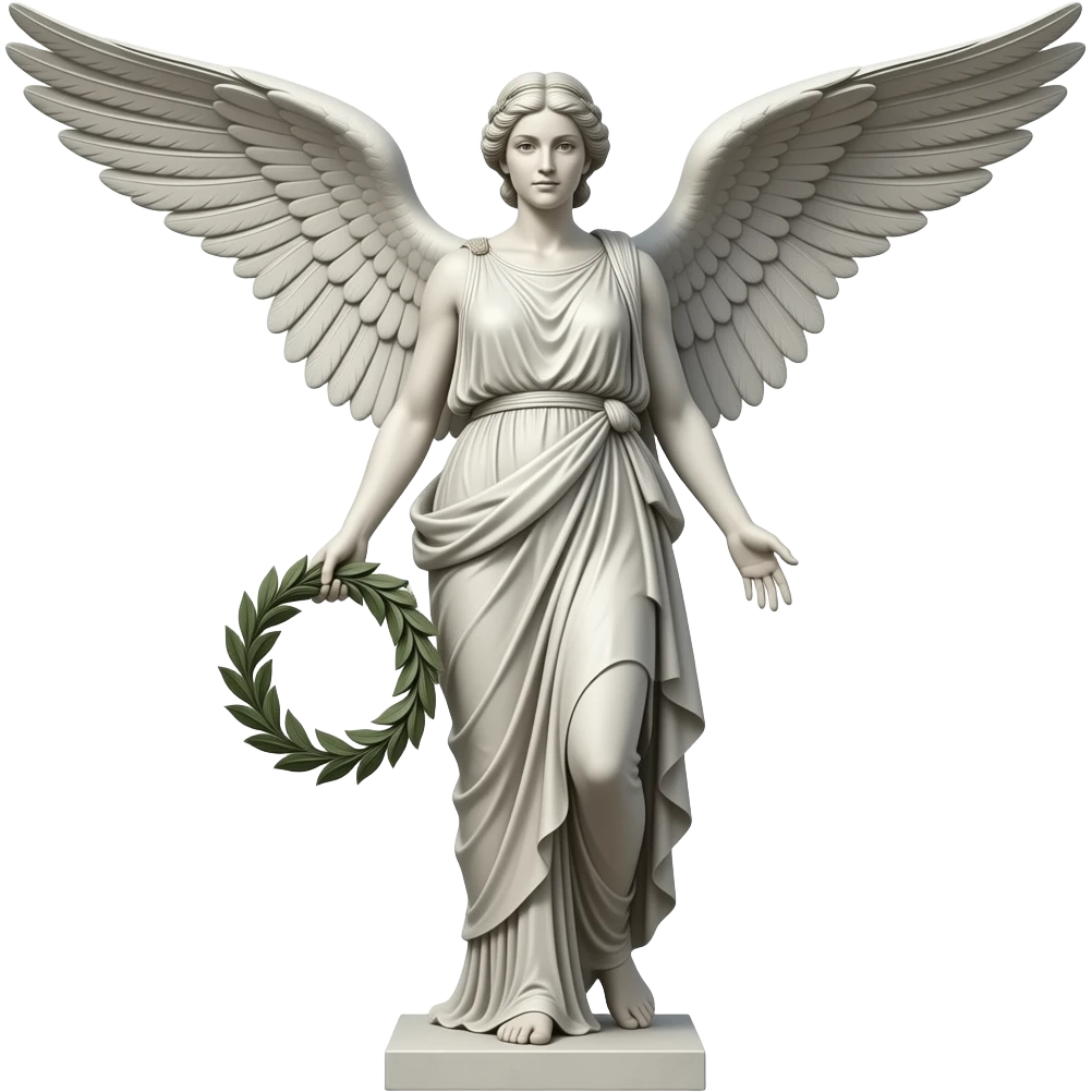 greek statue of winged woman in toga holding a laurel wreath emoji