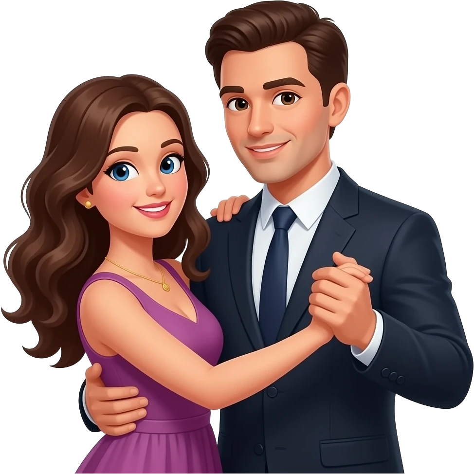 Couple are dancing in night emoji
