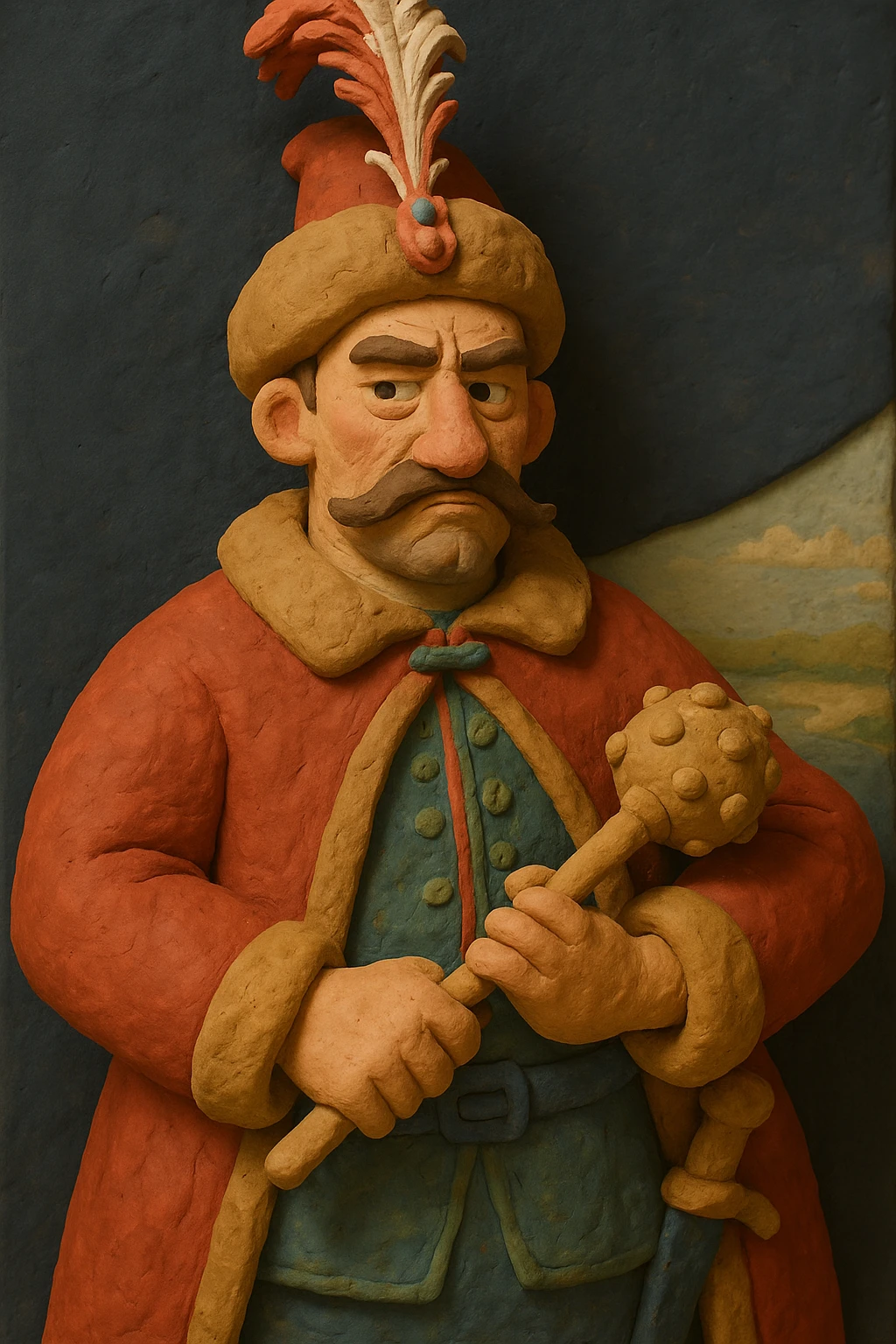 Transform the photo into a claymation style, imitating hand molding. Add clay texture and soft shadows with medium realism. emoji