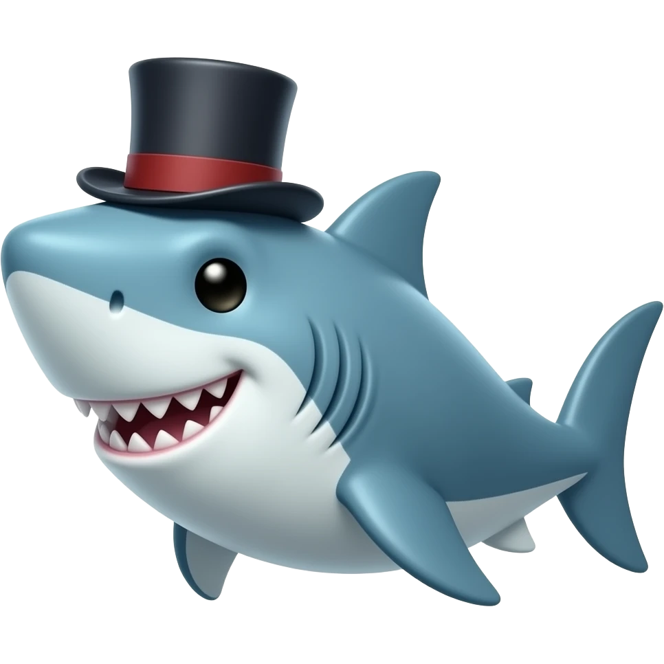 Shark with a top hat emoji