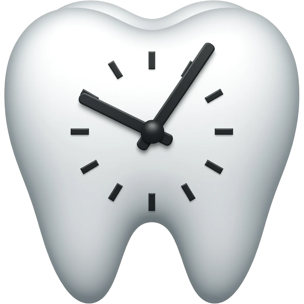 Dental tooth emoji with clock hands emoji