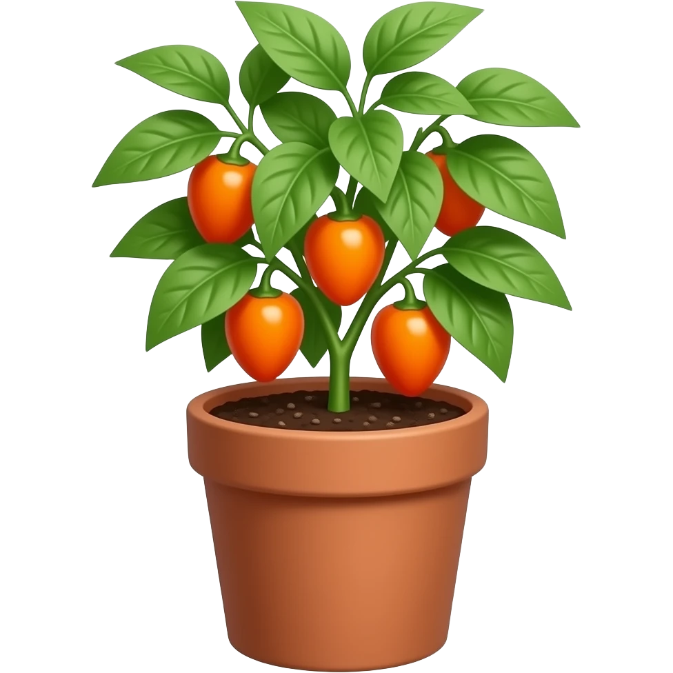 orange habanero plant in the pot emoji