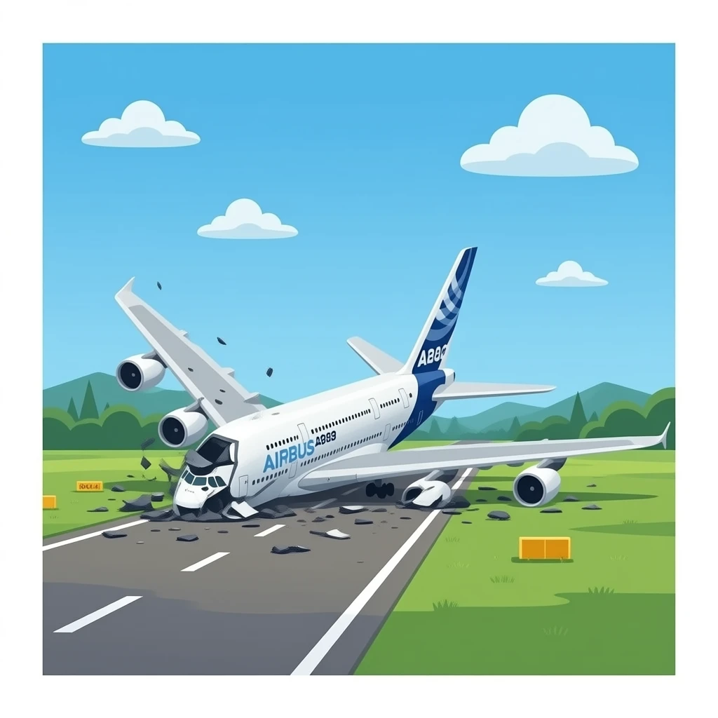 Wreck Airbus a380 in airport The runway emoji
