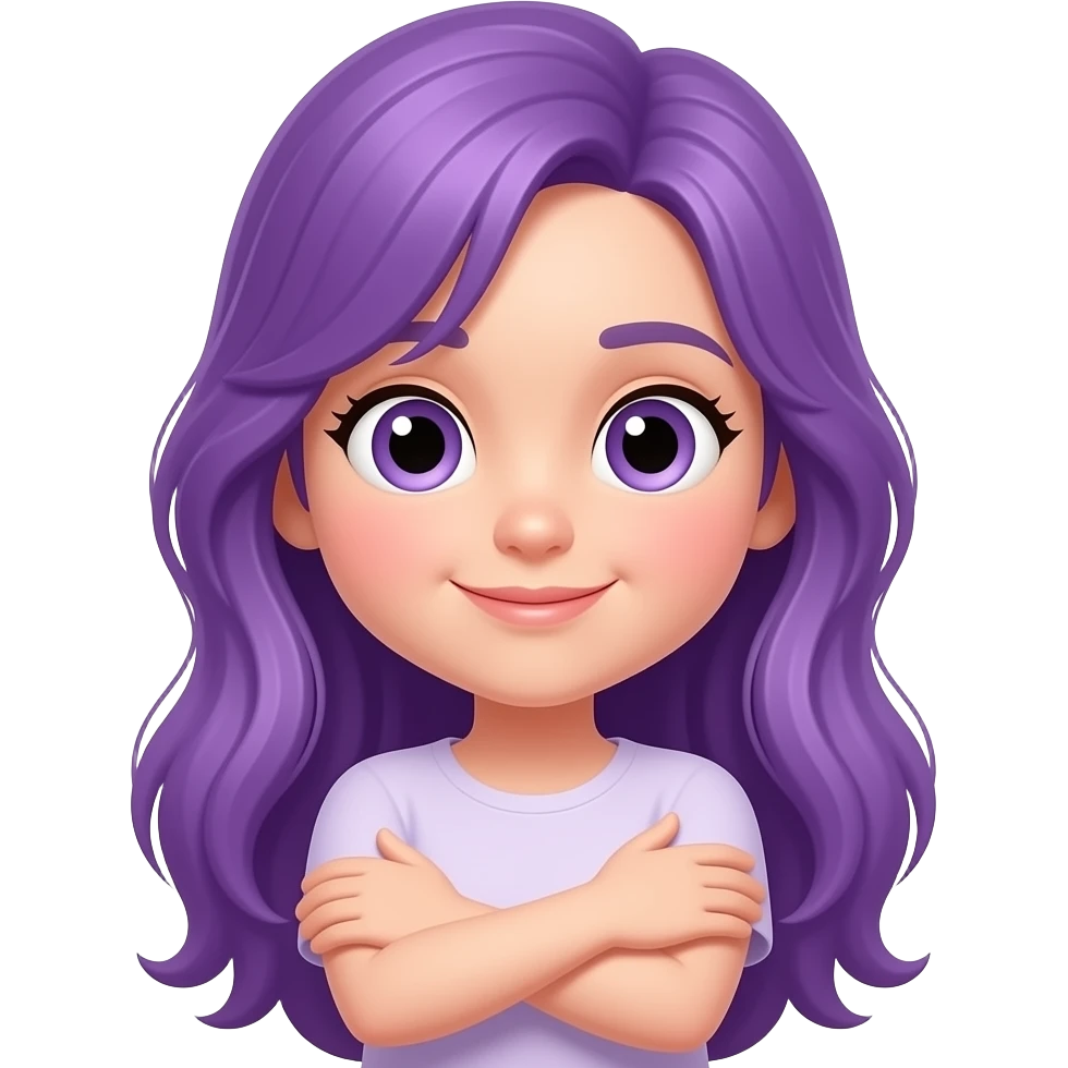 GIRL WITH LONG PURPLE HAIR OFFERS A HUG emoji
