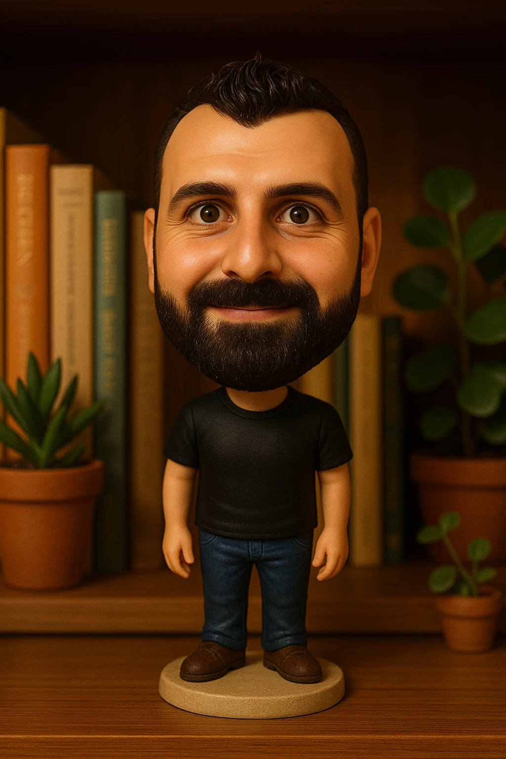 Create a bobblehead with the reference. emoji