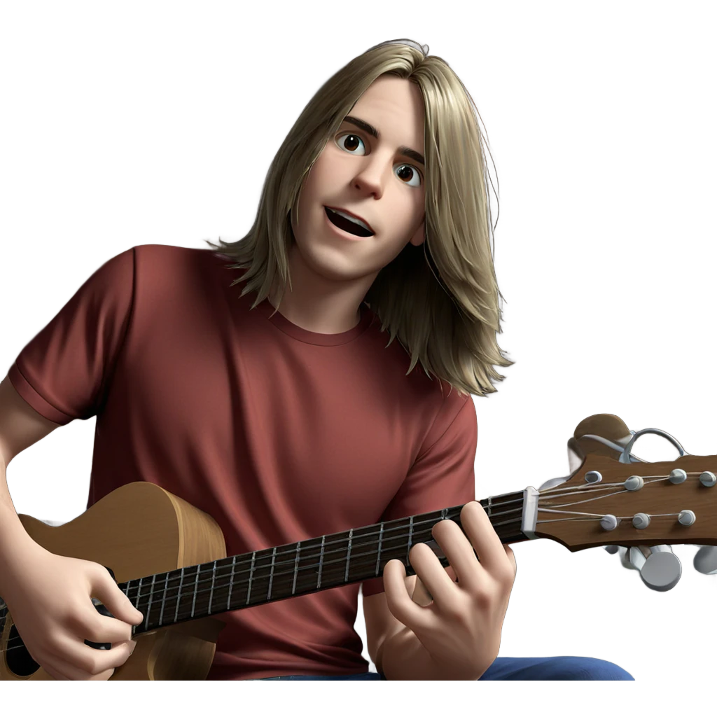 boy with guitar indoors emoji