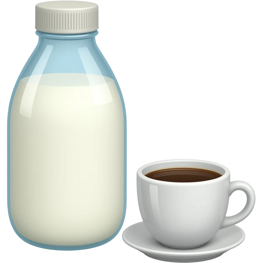 A large bottle of milk and a small cup of coffee emoji