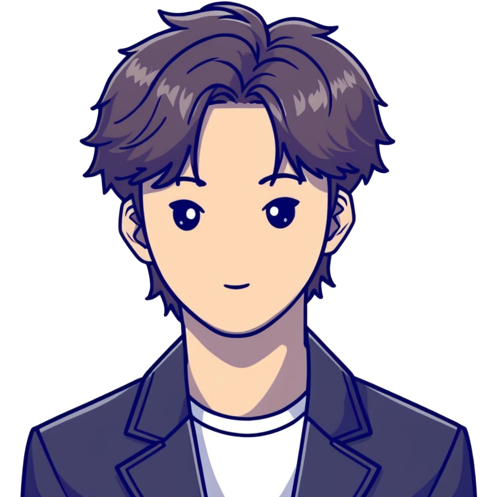 Handsome K-pop male idol face with stylish hair emoji