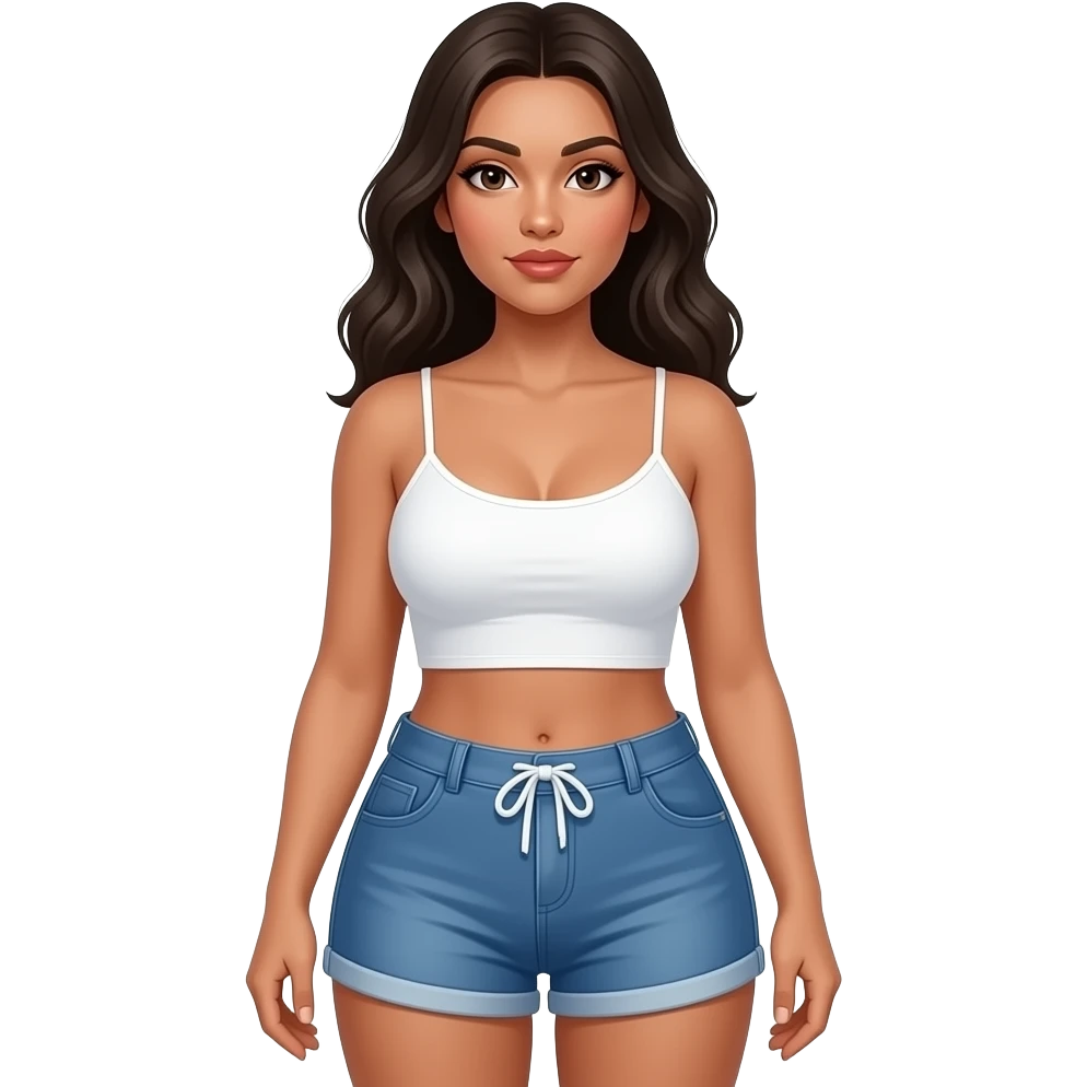 Thicc booty Latina in dolphin shorts and white spaghetti straps crop top emoji