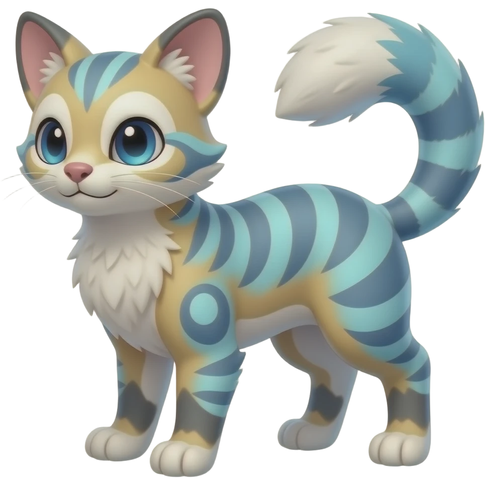 unique-patterned pastel finned stylish aesthetic quadrupedal fuzzy fury scaly feral fantasy-Civet-Luxray-Corsola-Amaura-Aurorus-Primarina-Vaporeon-Milotic-Furret-Fakémon-fusion-hybrid-creature emoji