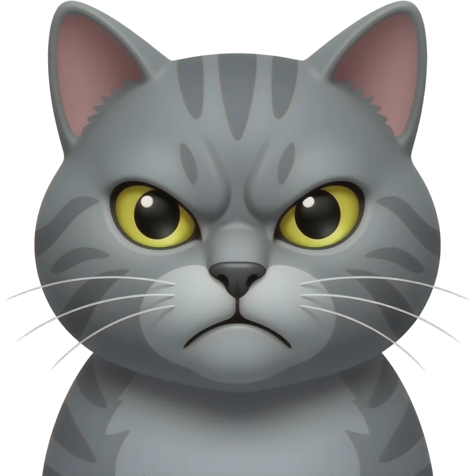 Gato hembra gris de frentee enojadoo emoji