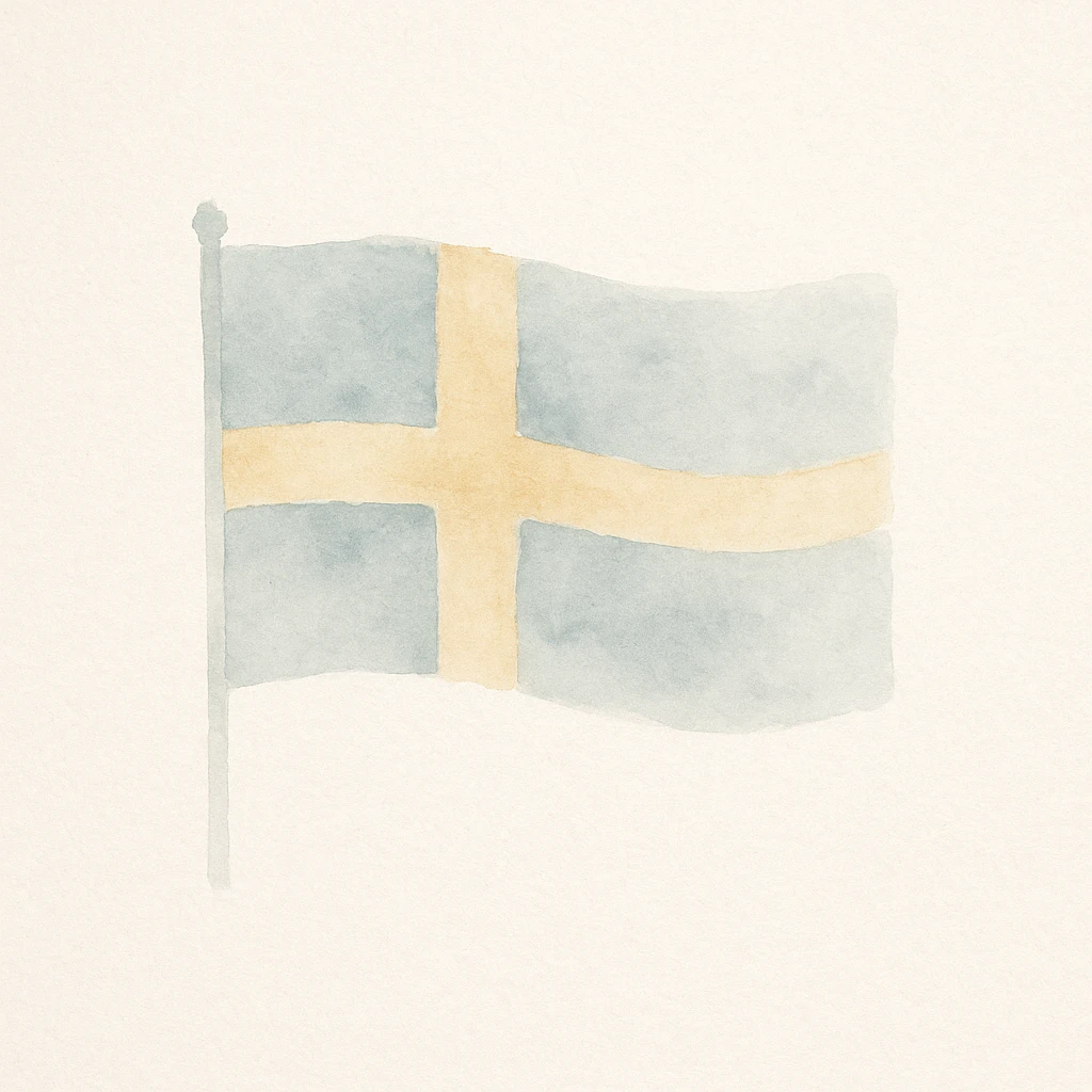 svenska flaggan, Swedish flag, watercolor art style, soft colors, textured brush strokes emoji