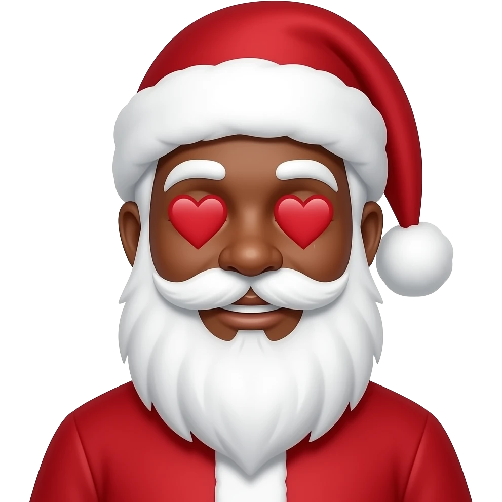 African American Santa with heart eyes and is in love emoji