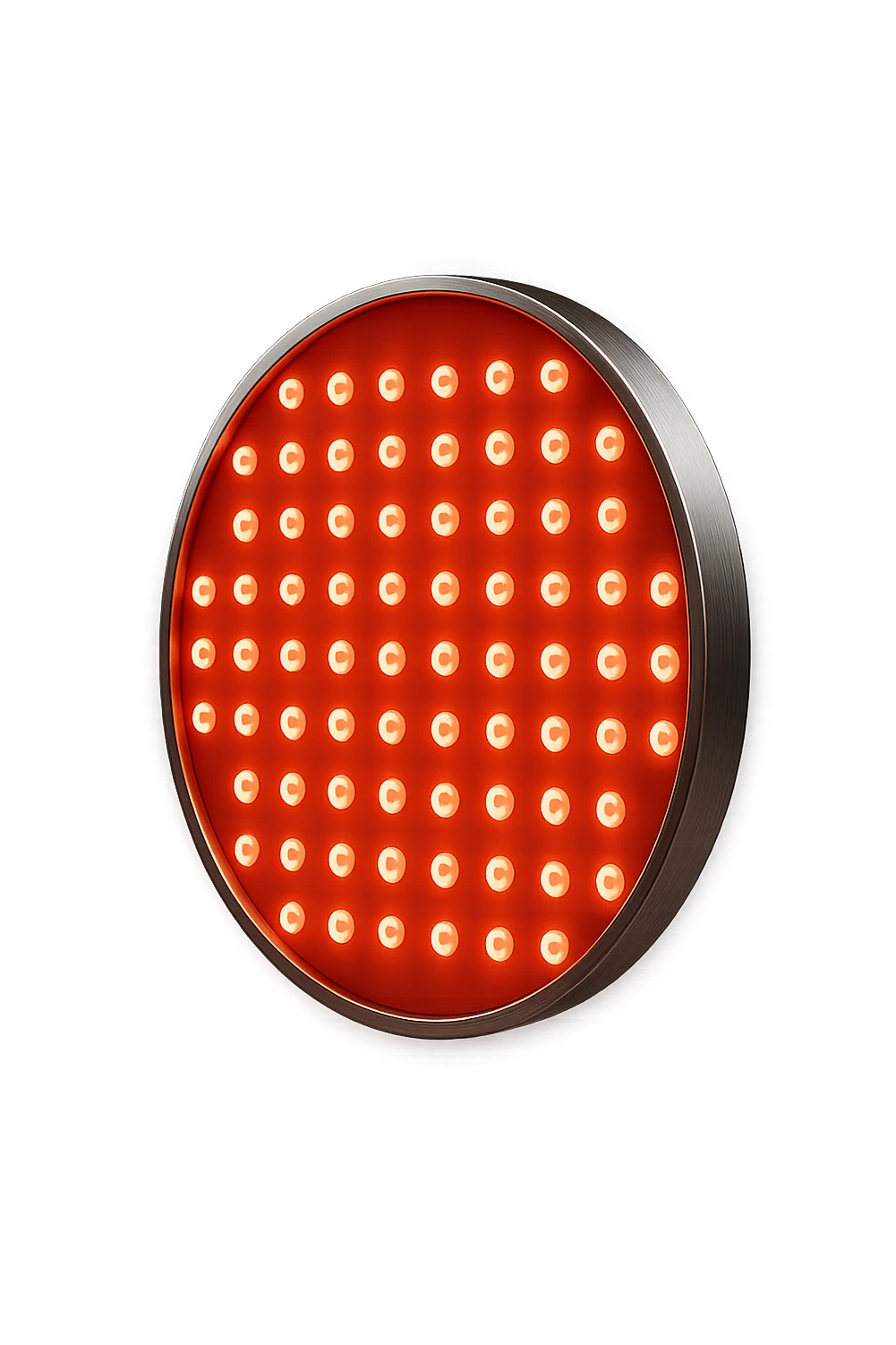 luce rossa led rotonda fluttua in aria, iperrealistica 4k emoji
