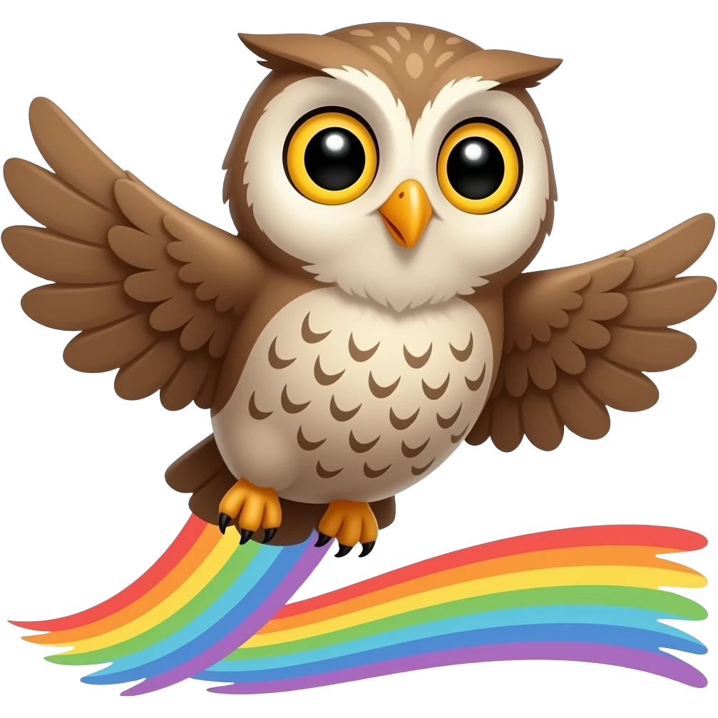 Cartoon owl with Rainbow action emoji
