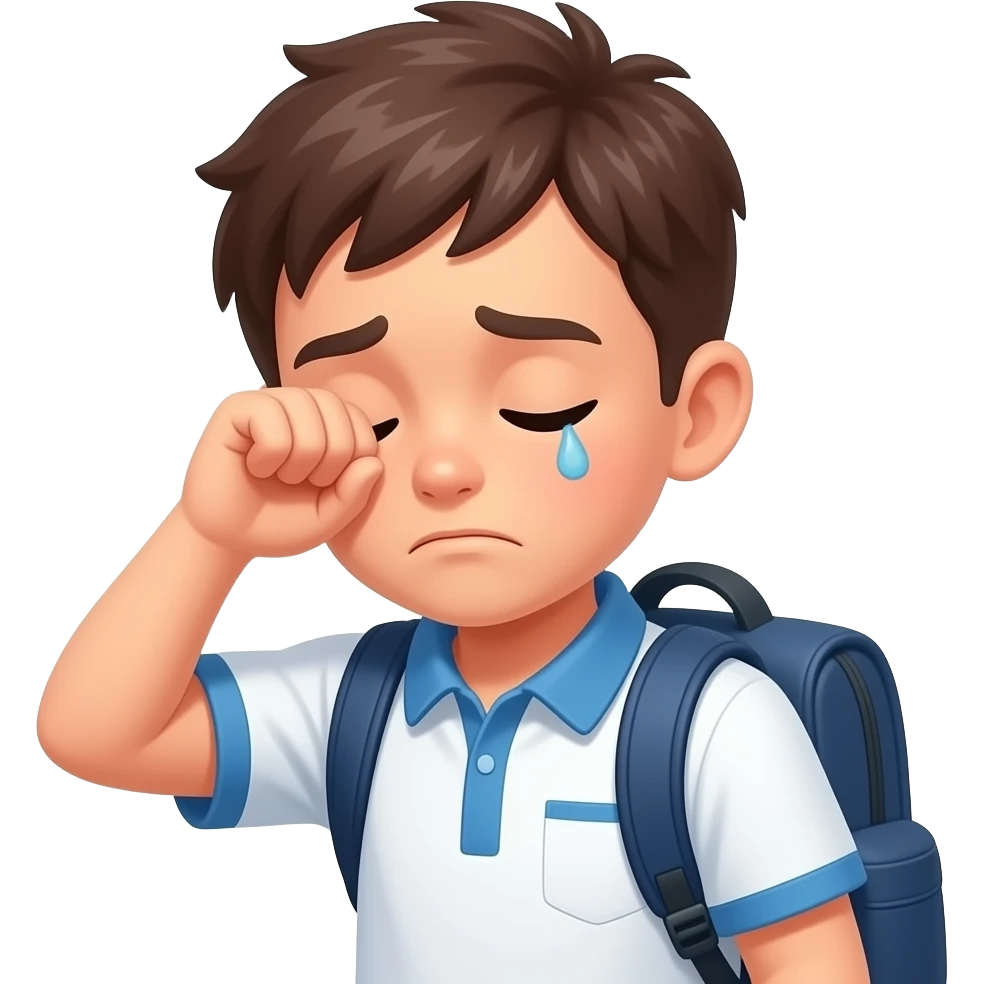 it takes to many time for getting to school so the boy is tired emoji