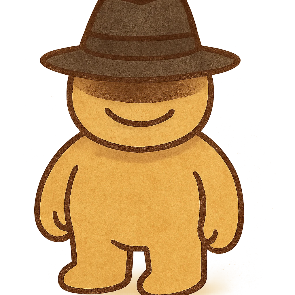 yellow character grinning wearing a black fedora hat with shadow from the hat obscuring the eyes emoji