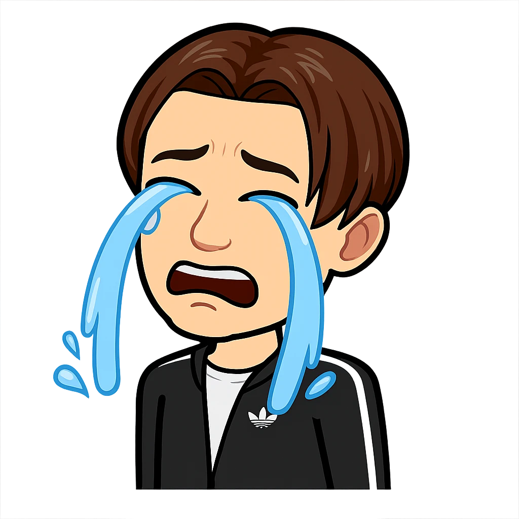 Edit the character in the reference image to show the character crying with tears flowing from its eyes, in the same style as the reference, with a transparent background, no circle, and sized for Twitch emoji. emoji