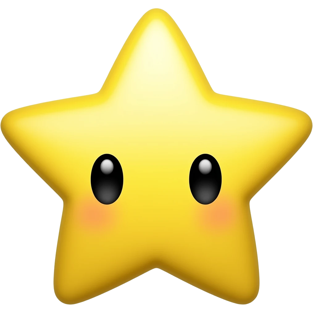 Kawaii star with black eyes emoji