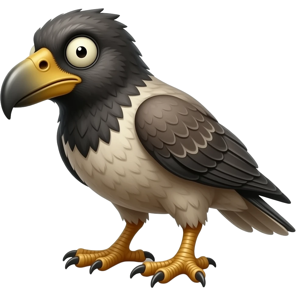 surrealistic - a plucked, wild bastard zombie bird, with grown fat human feet , shown at a 45-degree angle emoji