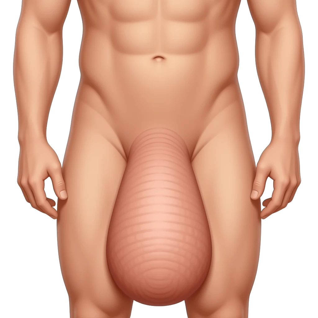 A naked man with a huge penis between his legs emoji