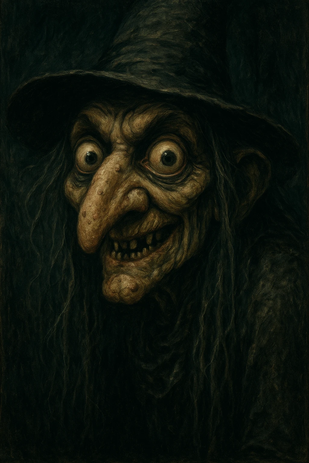 ugly witch with a big nose and big eyes, distinct style 6 emoji